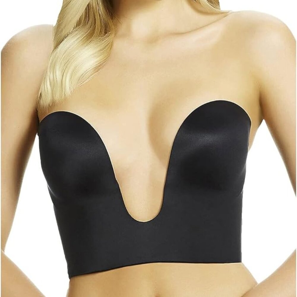 Fine Lines Women's Refined Plunge Bustier Bra 36 C Black